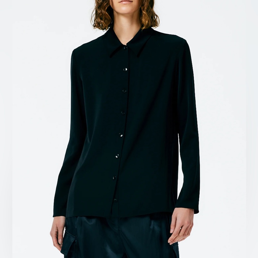 TIBI Soft Drape Slim Shirt, black, 2